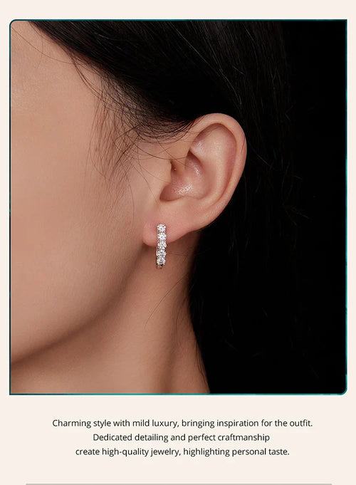 1.0 قيراط مويسانيتي أقراط حلقية على شكل حرف U من الفضة الإسترلينية عيار 925 للنساء، هدية مجوهرات عيد الحب