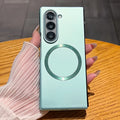 Ultra Thin Metal Paint Plating Magnetic Frosting Case For Samsung Z Fold 7 6 5 4 3 Slim Matte For Magsafe Wireless Charge Cover