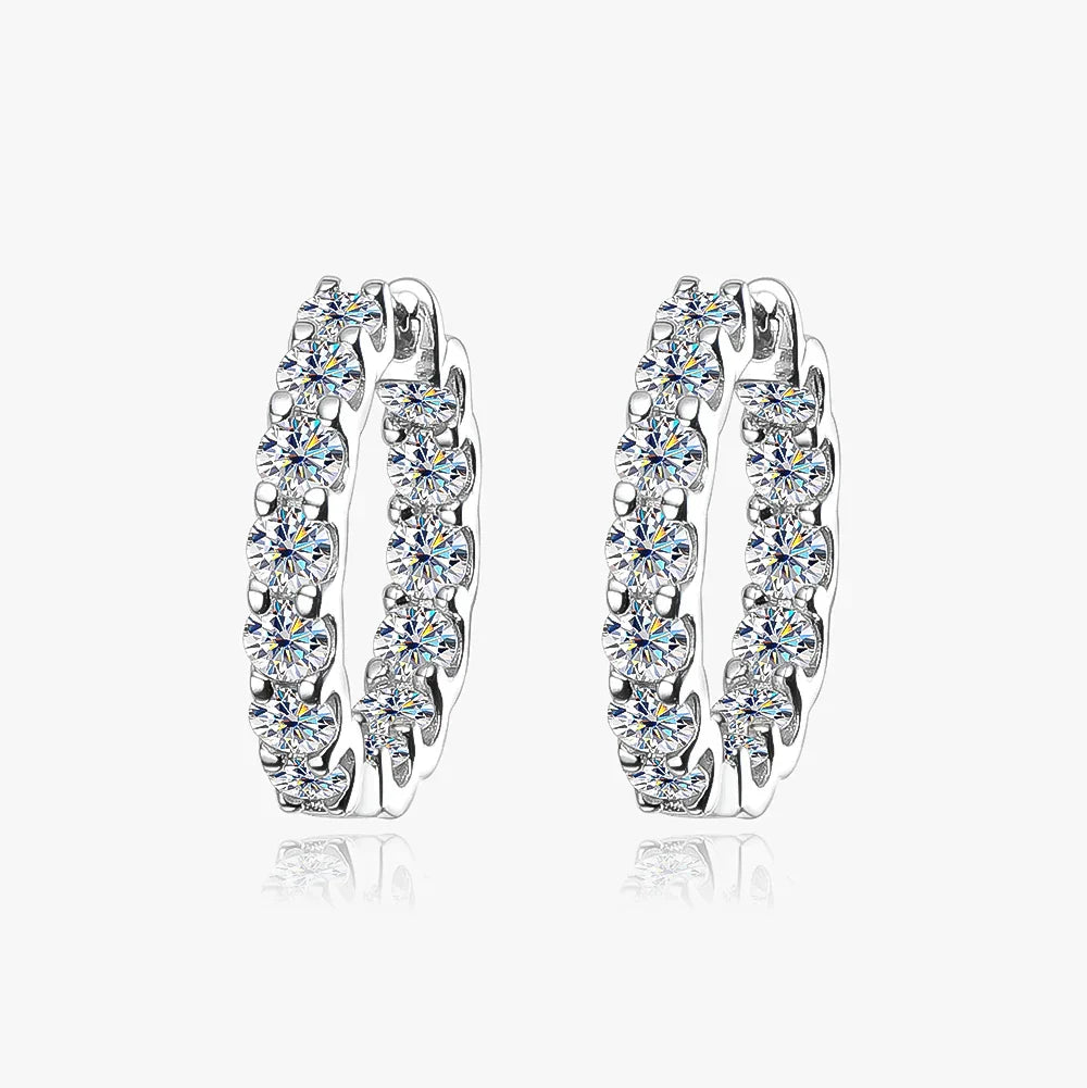 100% 925 Sterling Silver 3mm Real Moissanite Hoop Earrings For Men Women 2023 Trending Luxury Wedding Party Fine Jewelry