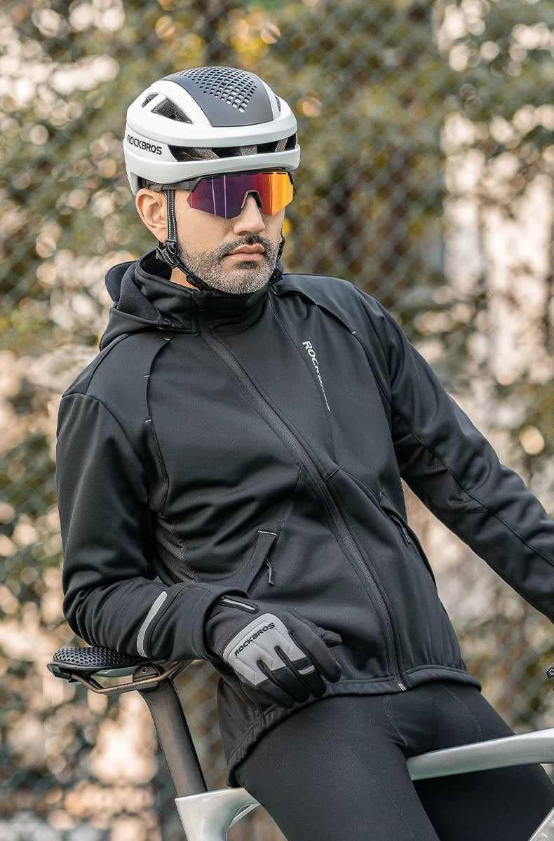 Bicycle Jacket Winter Cycling Clothing Thermal Fleece Long Sleeve Cycling Bike Clothing Warmer Windproof Sportswear