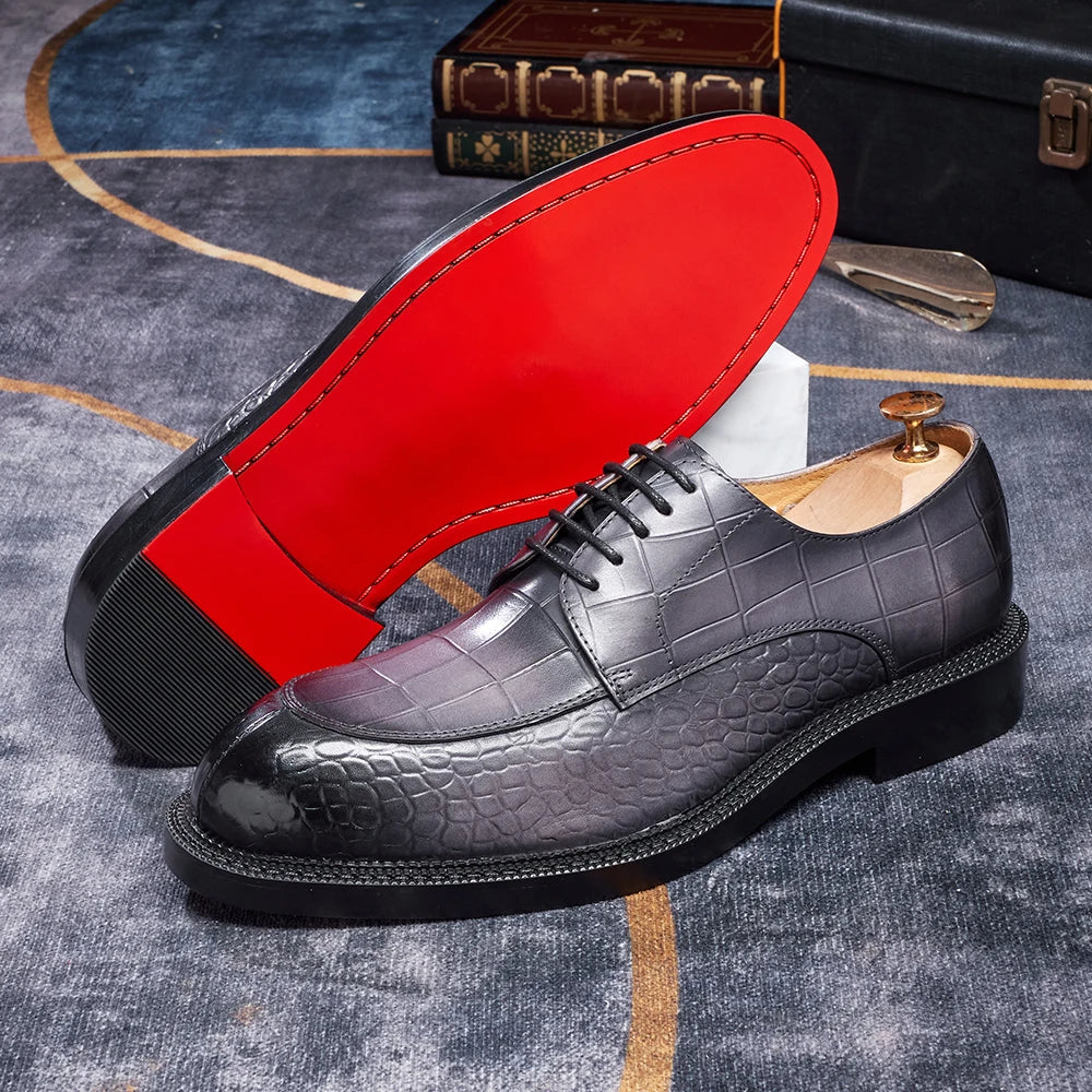 Luxury Man Dress Shoes Increased Height Oxfords Shoe Genuine Cowhide Leather Crocodile Pattern Elegant Wedding Male Footwear