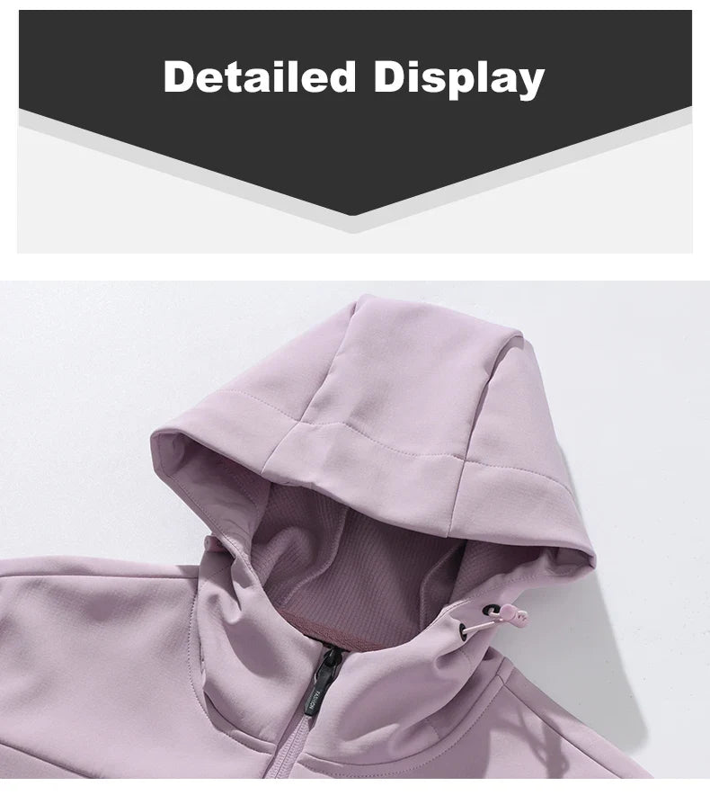 Waterproof Fleece Jacket Women Windproof Thermal Soft Shell Coat Outdoor Hiking Camping Climbing Trekking Windbreaker