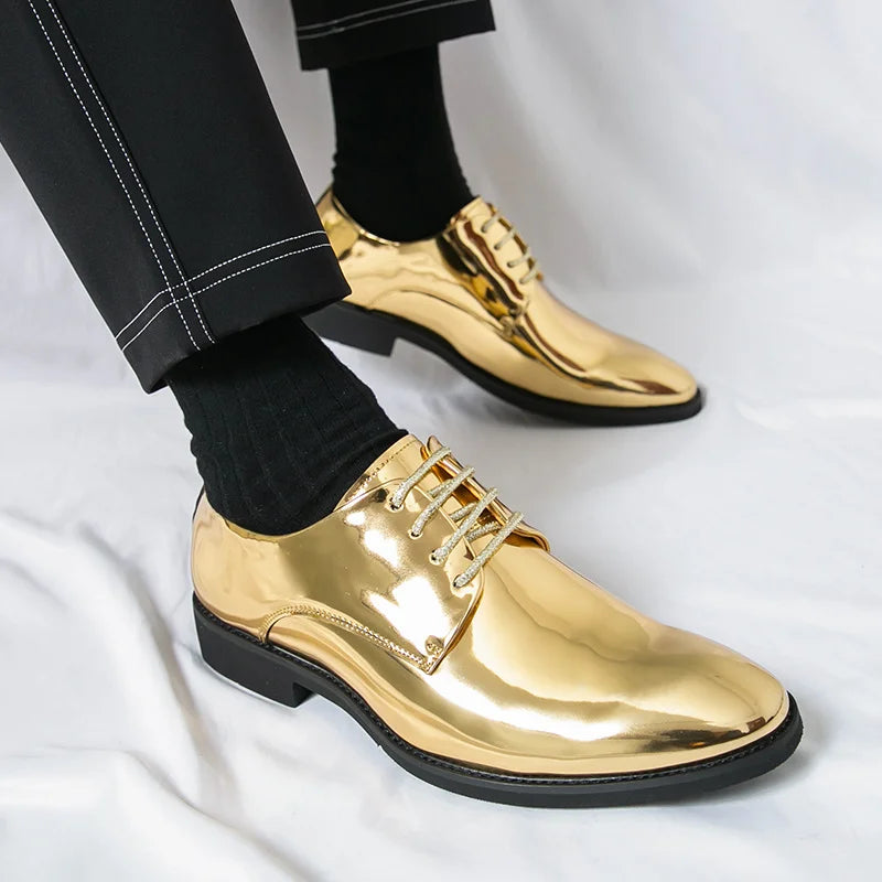 Golden Leather Shoes for Men – Fashion Party Formal Footwear EU 40–48