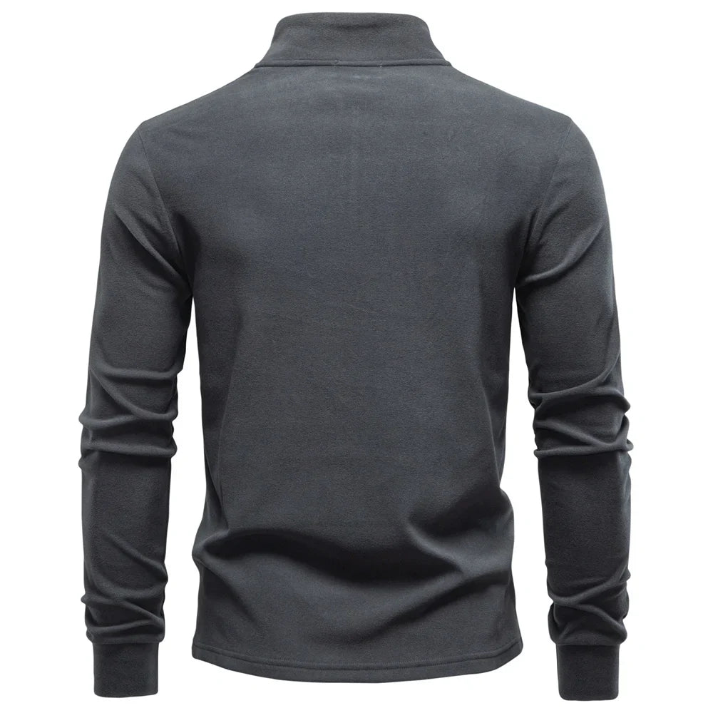 Men Solid Color Soft Shell Zipper Jacket Long Sleeve Pullover Breathable Warm Casual Streetwear