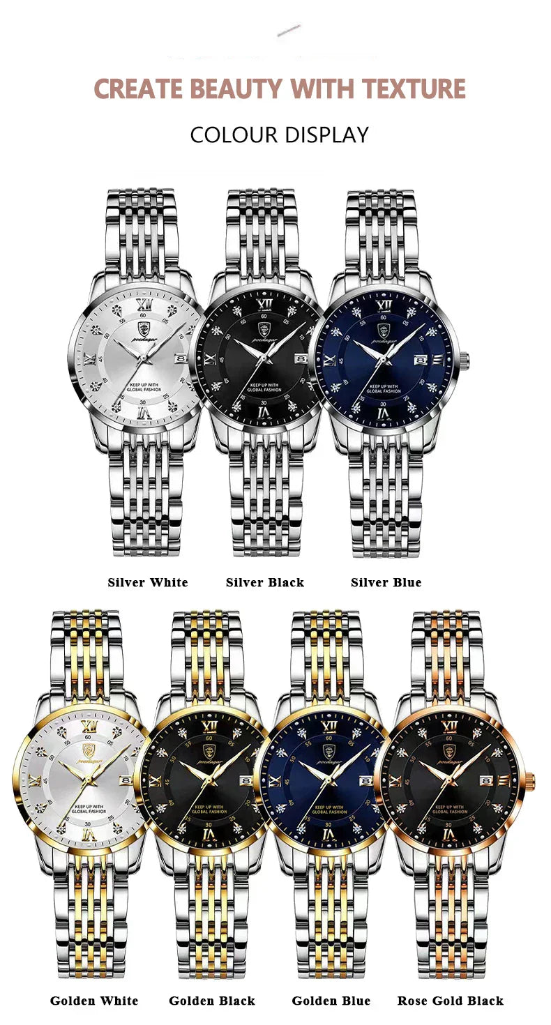 Luxury Woman Watch Waterproof Stainless Steel Luminous Date Ladies Watch Fashion Simple Casual Women’s Quartz Watches
