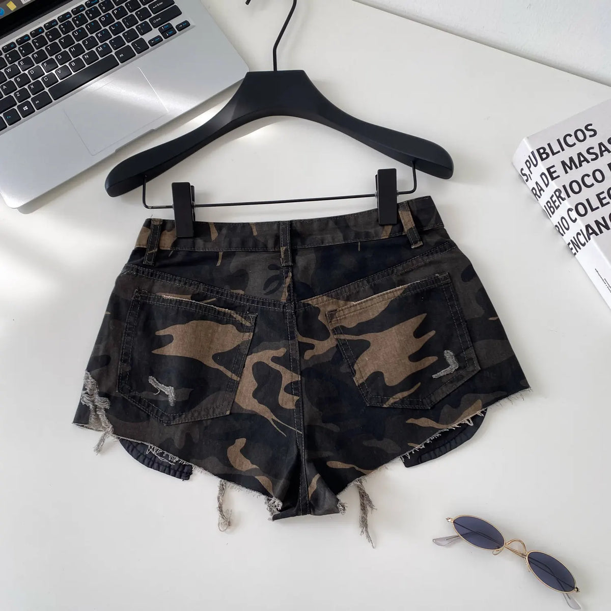 SINGREINY American Retro Camouflage Mini Shorts 2026 Ladies Hollow Out Slim Beach Pants Hot Girl Sexy Print Denim Shorts