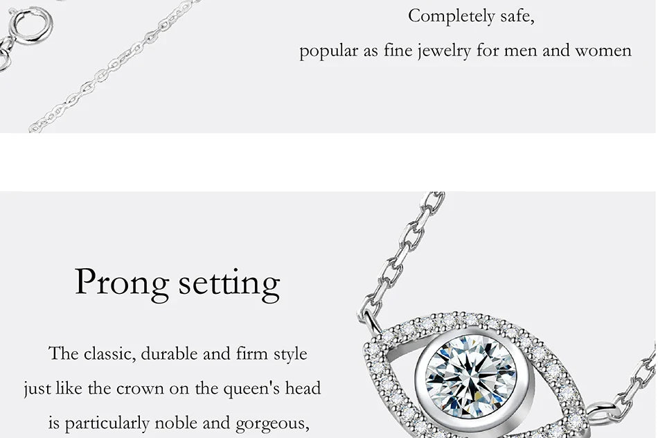 0.5CT Moissanite Necklace for Women S925 Pure Silver eye Pendant Laboratory Diamond  Certified High-end Fashion Jewelry