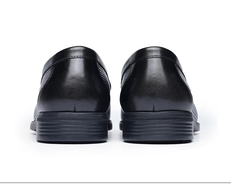 LAORENTOU men's bean shoes, genuine leather hollow out breathable business casual dad leather sandals, soft soled loafers10790DW