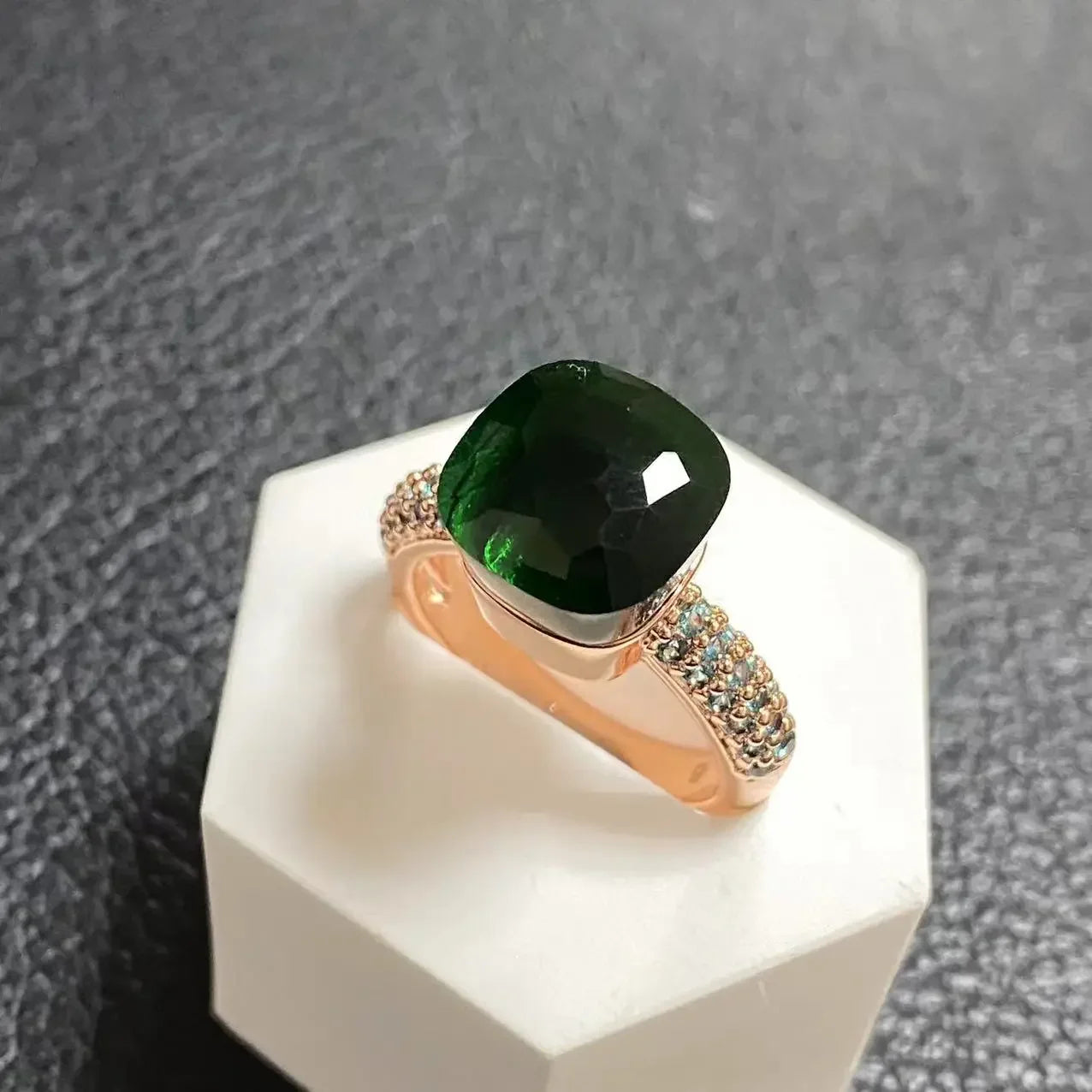 10.6mm Topaz Ring For Women Inlay Light Blue Zircon Candy Water Drop Crystal Ring Rose Gold Plated Jewelry Gift