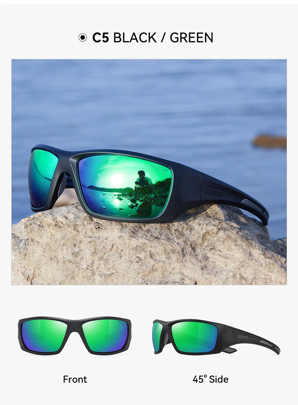 Outdoor Sports Polarized Sunglasses Men's Fishing TR90 Frame UV Protection Lens Shield Sun Glasses Women Eyewear with Box