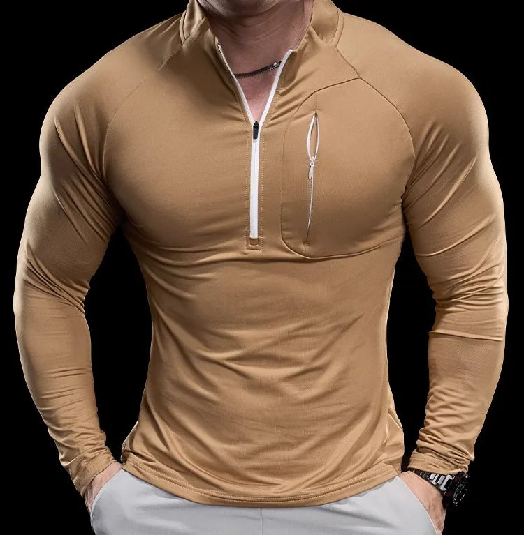 2024 New Men's Sports Gym Fitness Tops Running Training Clothes Round Neck Quick-drying Breathable Long-sleeved T-shirt Autumn