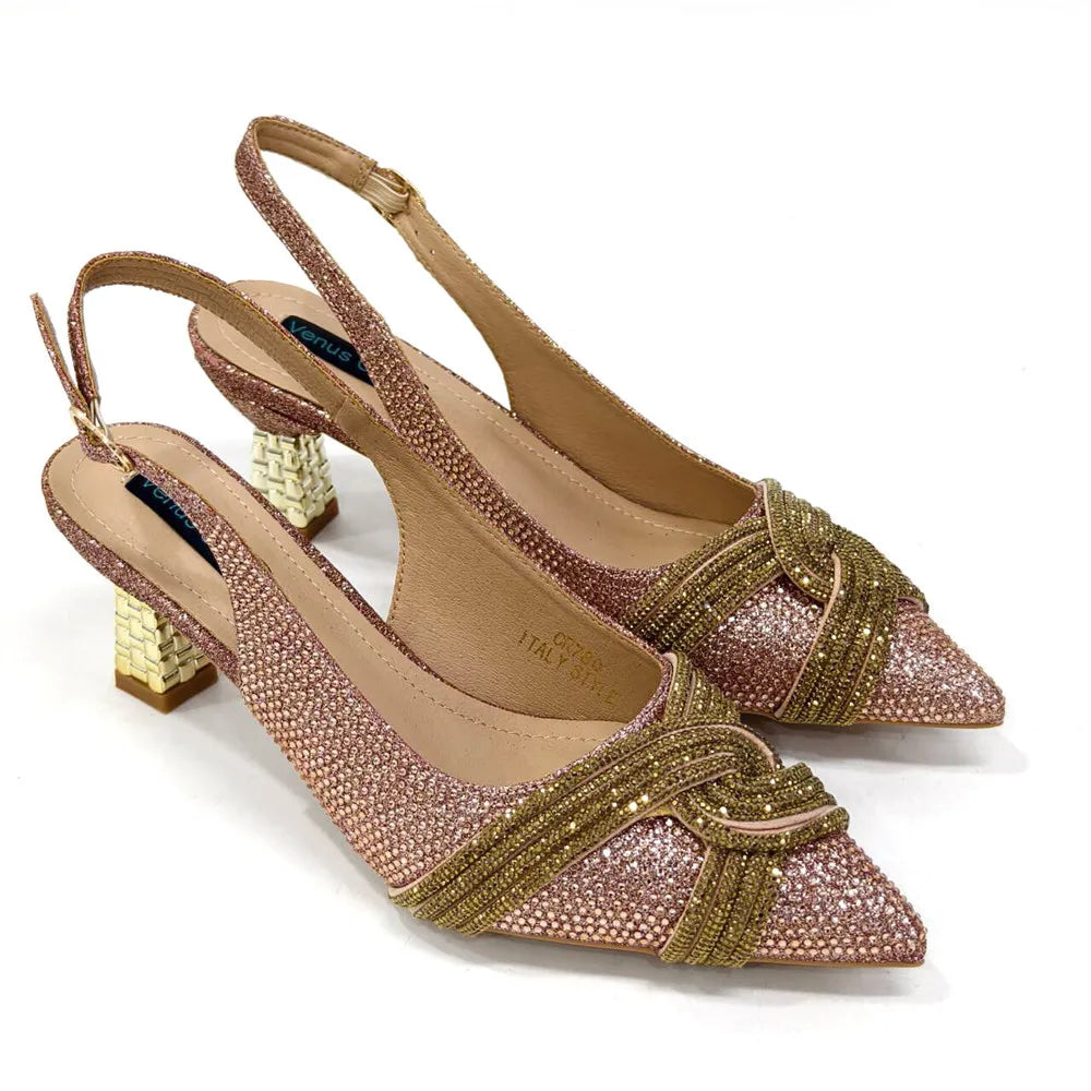 Temperament New Women's Shoes Wedding Shoes Ladies Dress Shoes Rhinestone Leather Italian Elegant Women Party Pumps