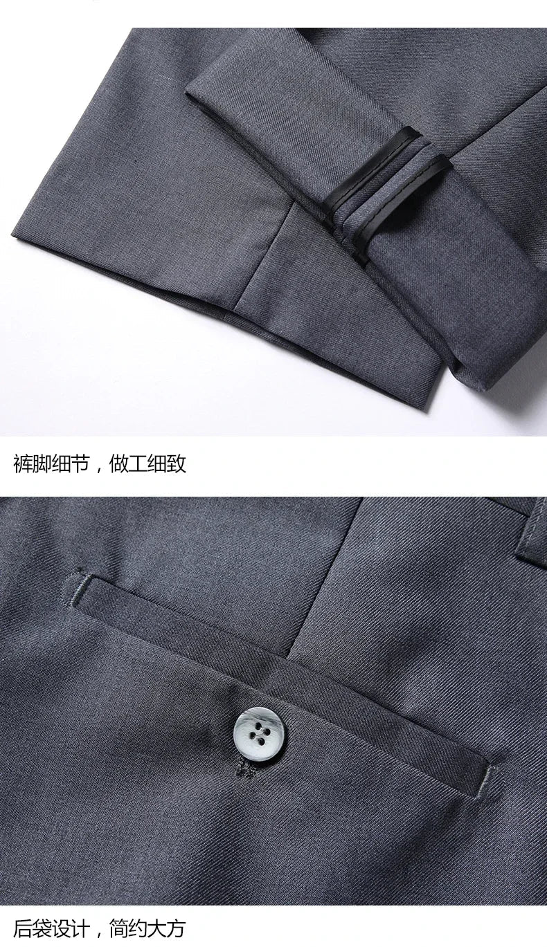 High quality Men Solid color Business - stylish handsome groom best man wedding dress 3/2/1 Single piece optional
