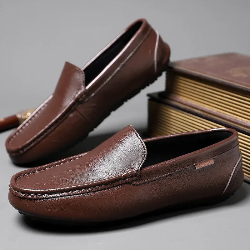Fashion Leather Men Casual Shoes Italian Brand Formal Men Loafers Moccasins Breathable Slip on Soft Driving Shoes Plus Size 47