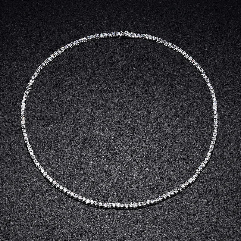 Real 2-5mm Full D Color Moissanite Tennis Neck Chain Necklace for Woman Man 925 Silver GRA Certified Party Bridal Necklaces