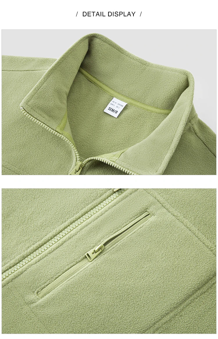 Vest Men Anti-Static Fleece Coat New Autumn 2024 Warm Collar Lining Solid Color Versatile Top