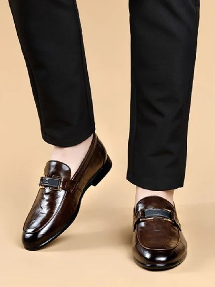 British Style Business Men's Formal Shoes Brown Slip-on Cheap Liquidation Elegant and Classic Leather Casual 39 Social Shoe Male
