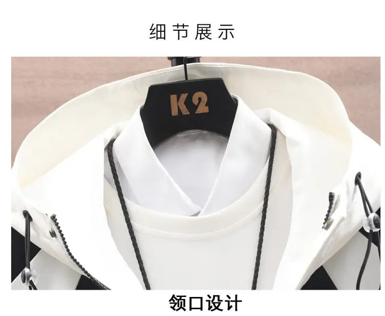 Spring Autumn Casual Men Sets Jacket + Pants Two Pieces Fashion Korean Trend Hooded Baseball Uniform Suit Man Outfit