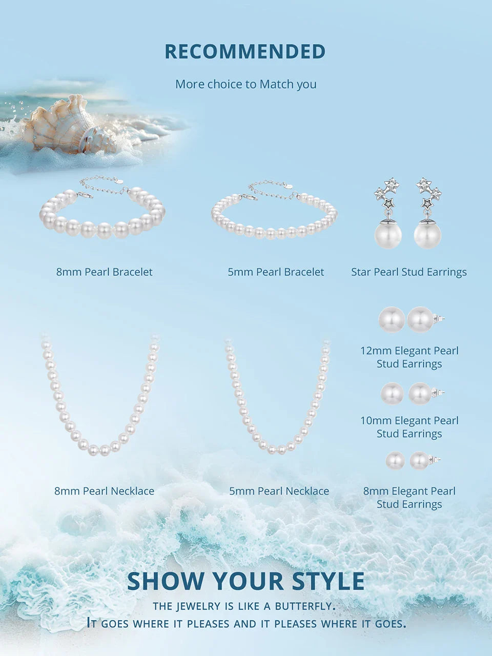 White Pearl Necklace for Women, 925 Silver Adjustable Clasp Chain Faux Pearl Beaded Necklace Bridal Wedding Jewelry