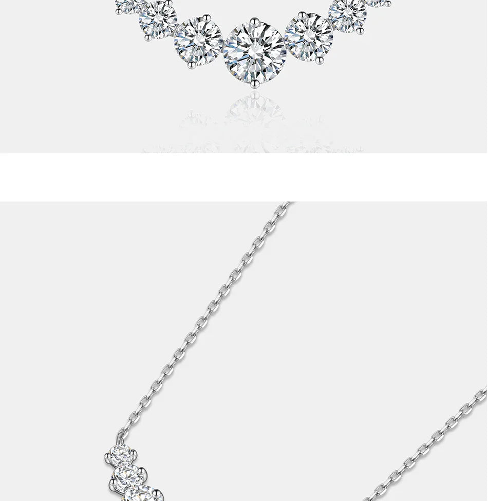 All Moissanite Necklace for Women S925 Pure Silver Smile Sparkling Diamond Pendant Fashion Luxury Jewelry Party Gift