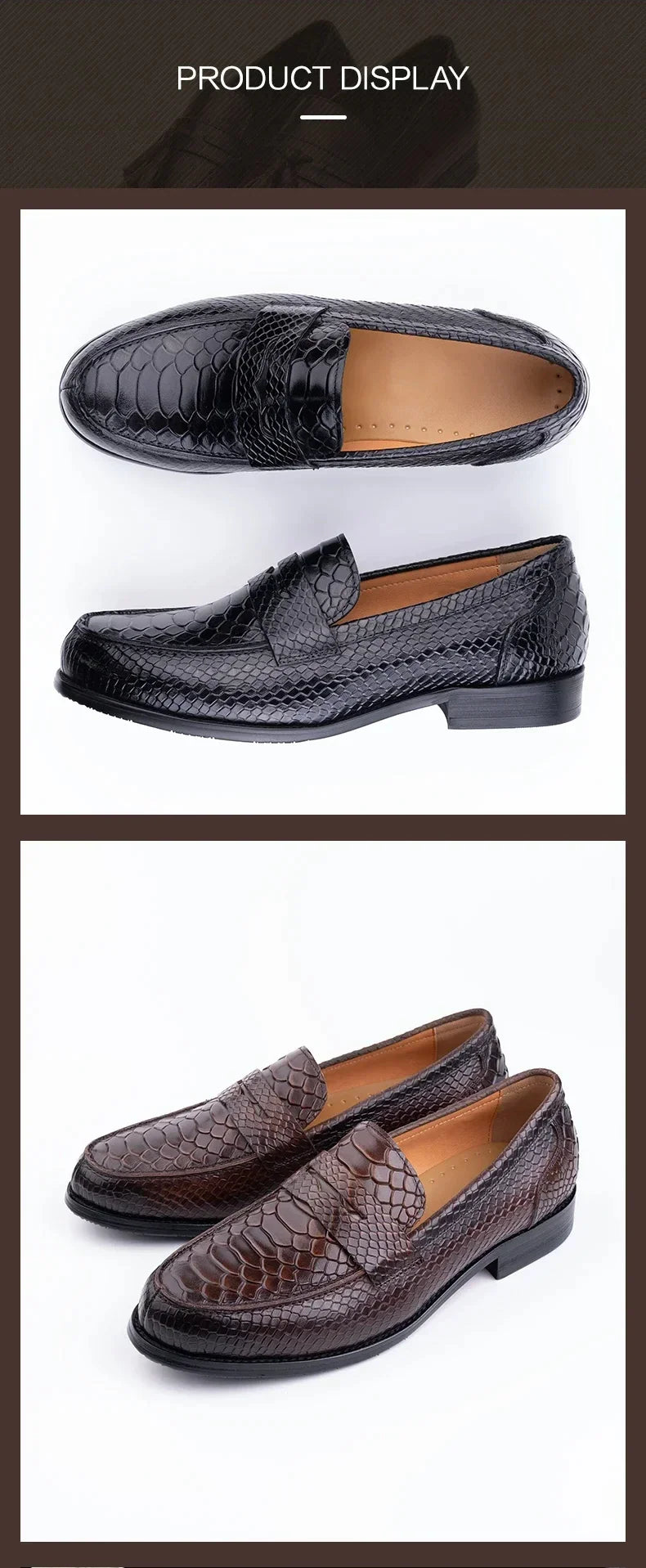 Premium Men's Snake Print Penny Loafers Handcrafted Genuine Leather Slip-On Driving Shoes Business Casual & Formal Footwear