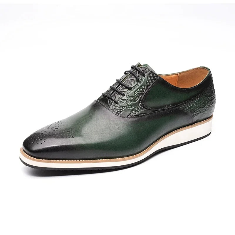 Men's Genuine Leather Brogue Shoes|All-Season Sport Casual Footwear|High-Quality Leather Dress Shoes|Comfortable Walking Shoes