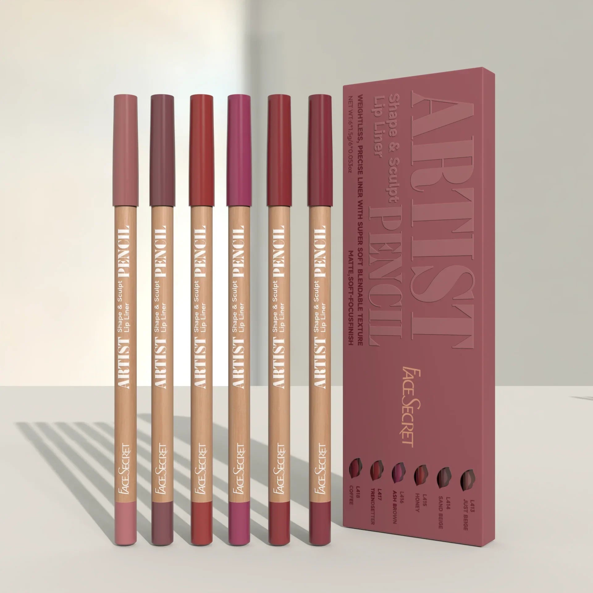 6pcs Set Nude Lip Liner Set,Long-Lasting Waterproof Velvet Matte Lip Pencil, Lip Makeup Berry, Brown, Pink