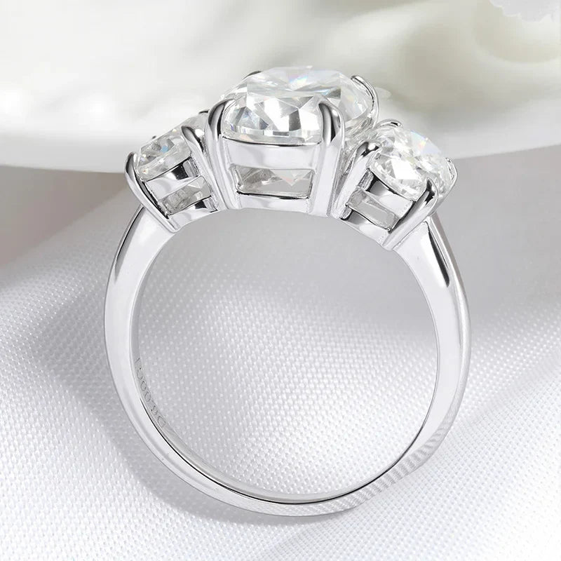 Certified 2CT 4CT Oval Cut All Moissanite Rings for Women Bride Wedding Bands Lab Diamond Gift 100% 925 Sterling Silver