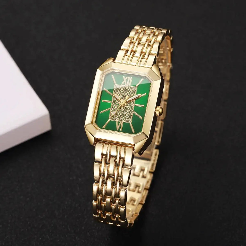 Fashion Rectangle Women Watches Stainless Steel Strap Quartz Wristwatches Reloj Mujer（Without Box）