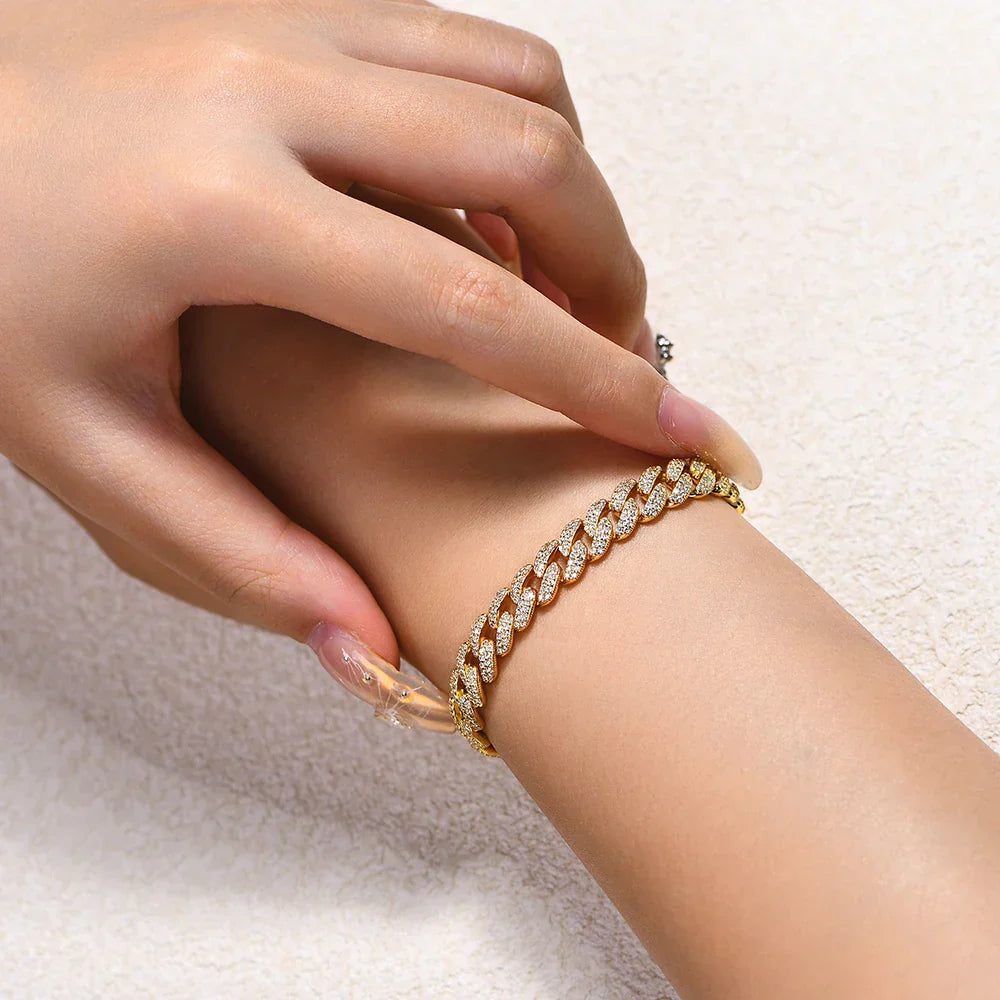 S925 Silver Moissanite Cuba Chain for Man Women 18K Gold Plated Full D VVS1 Color Tennis Bracelets Top Quality Jewelry