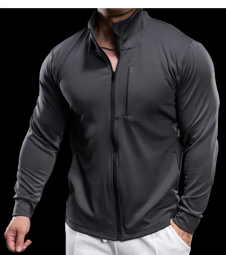 Men Running Jackets Gym Zipper Sport Jacke Jogging Training Quick-drying Fitness Sweatshirt Outdoor Casual Running Sportswear