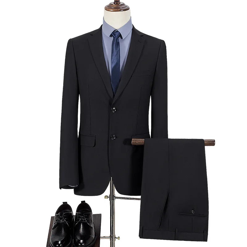 S-8XL Suit (Blazer+ Pants) Men's Fashion Casual Outdoor Gentleman Business Wedding Slim-fit Formal British Style Wedding Suit