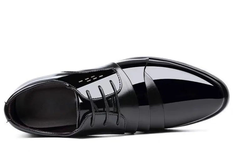 Men's Spring Casual Leather Shoes Business Formal Footwear Fashion Versatile Lace-up Dress Shoes for Youth