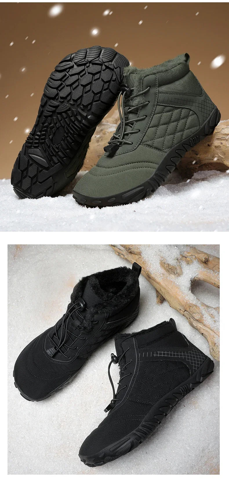 Brand New Winter Boots for Men Women Snow BareFoot Outdoor Non-slip Warm Fur Casual Sneakers Plus Size Ankle Boots Hiking Shoes