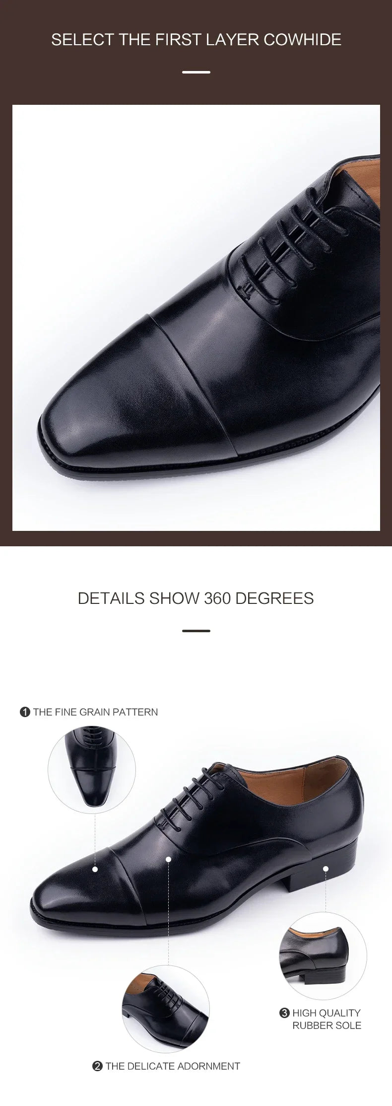 High Quality Handmade Mens Oxford Leather Shoes Inner Suture Genuine Leather Men Dress Shoes Business Formal Leather Shoes