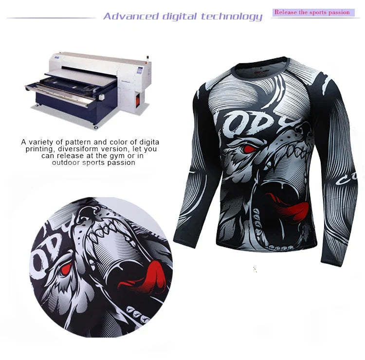 Men Grappling Wear Jiu Jitsu Gi Rashguard BJJ Boxing T-shirts UPF 50+ Male Athletic Running Blouses Compression Gym Tees