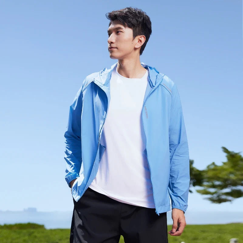 running sunscreen clothing men summer breathable hooded thin jacket UV UPF50 skin coat pair