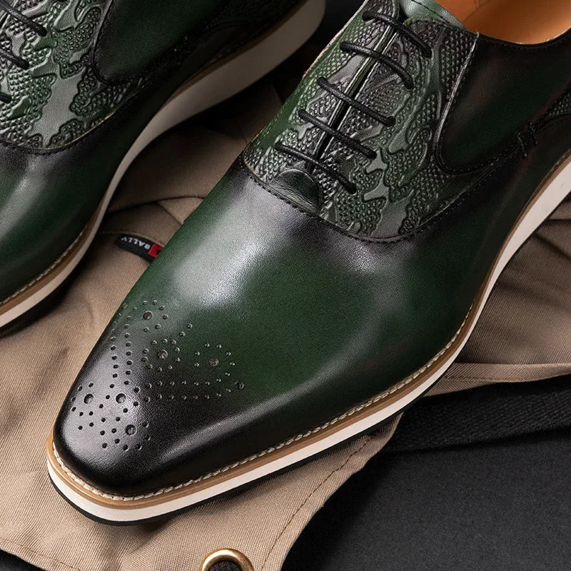 Men's Genuine Leather Brogue Shoes|All-Season Sport Casual Footwear|High-Quality Leather Dress Shoes|Comfortable Walking Shoes