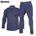 Quick Drying Workwear Suit Men Combat Elastic Tactical Training Set Multi Pocket Man Security Staff Uniform Cargo 2pcs Suits