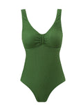 Slim V Neck Swimsuit Women 2025 New One Piece Vacation Swimwear Solid Bodysuit Female Bathers Swimming Monokini Summer Beachwear