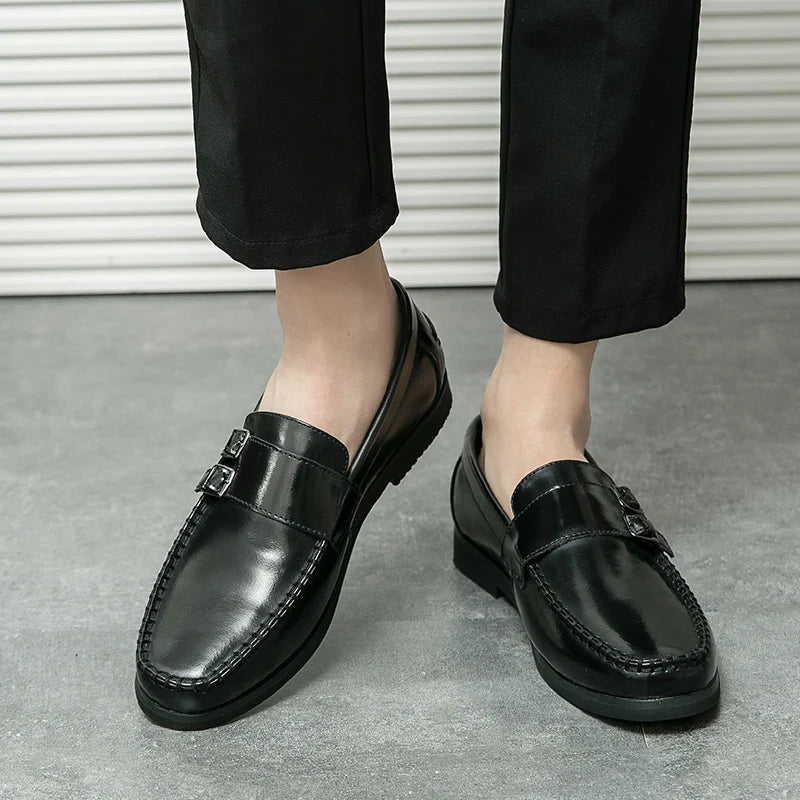 Business men's loafers Comfortable flat bottomed Elegant gentleman style Daily work Outdoor leisure street 38-46 leather shoes