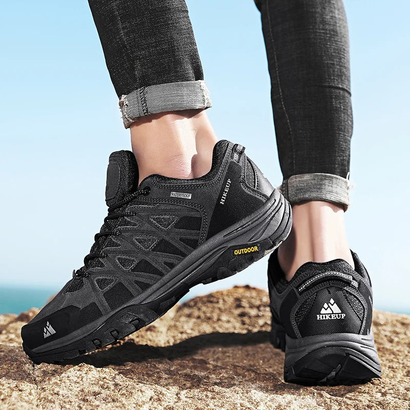 Mens Hiking Shoes Breathable Lace Up Trekking Male Cushioning Outdoor Climbing Tourism Sneakers for Men
