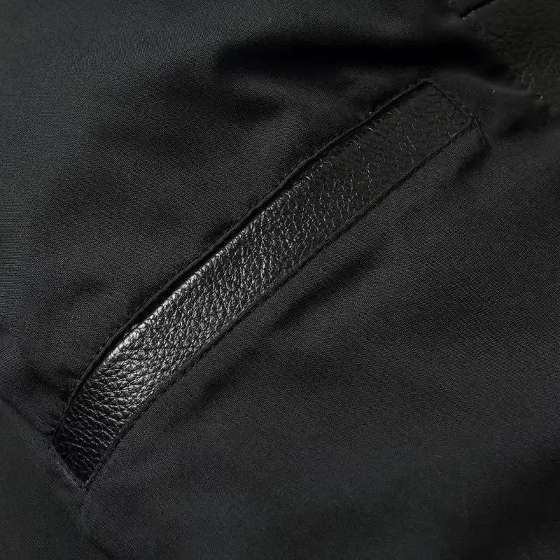 Genuine Leather Jacket Men 100%Cowhide Slim Fit Stand Collar Autumn Winter Cycling Casual Real Leather Cotton Padded Jacket Man
