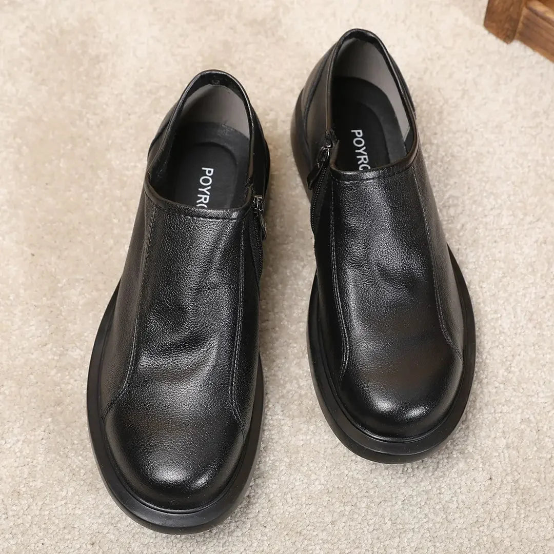 Round Toe Male Casual Shoe Office Brown Men's Leather Shoes Legitimate Retro Shipping Free Delivery Size 45 Designer Comfortable