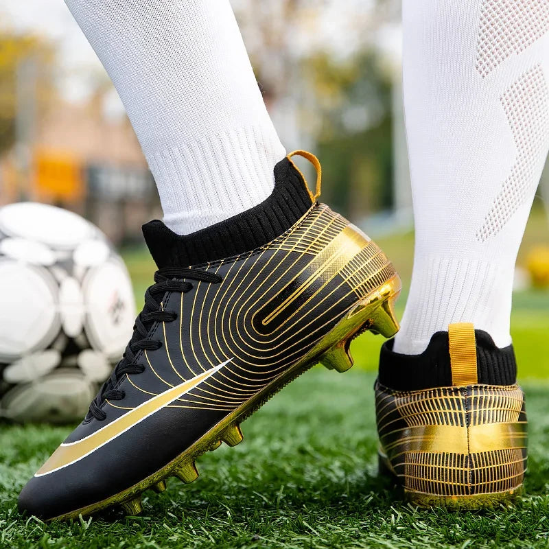Professional Men Ankle Football Boots Outdoor Grass Cleats Unisex Soccer Shoes Long Spikes Tf Football Shoes Chuteira Society