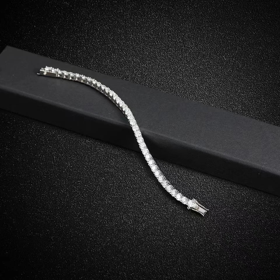 3mm 4mm 5mm Moissanite Tennis Bracelet for Women Men 925 Silver Plated 18k Gold Pass Diamond Tester Link Bracelets Bangle