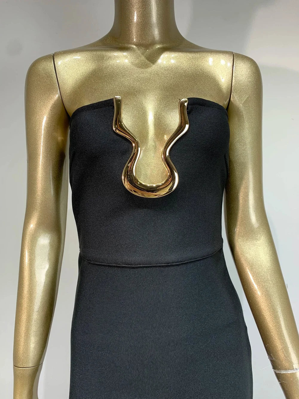 2025 Women Celebrity Sexy Strapless Backless Black Maxi Long Bodycon Bandage Dress Elegant Evening Club Party Outfit