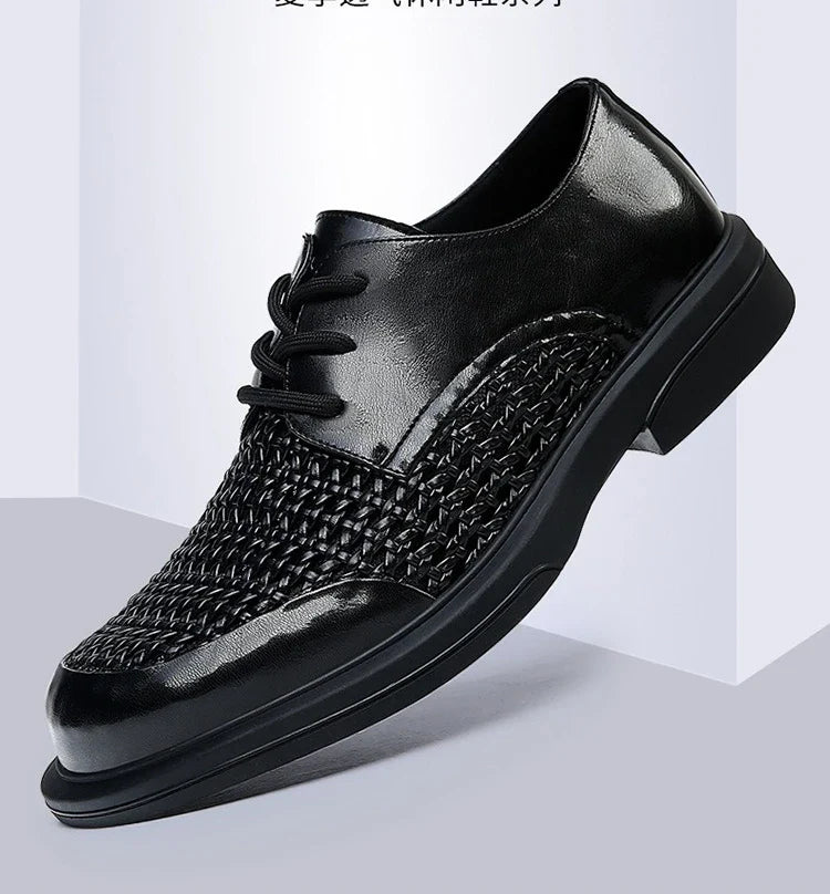 Summer Hallow Breathable Elegant Shoes Man Black Fashion Business Casual Shoe Male Lace Designer Leather Shoes for Men
