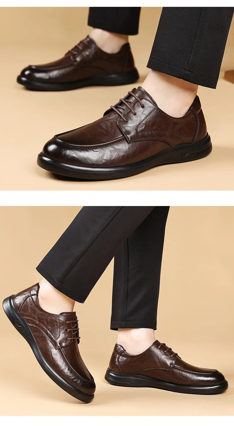 Spring Autumn New Business Casual Shoes for Men Solid Color Fashion Wedding Shoes Male Soft Sole Lace Designer Loafers Man