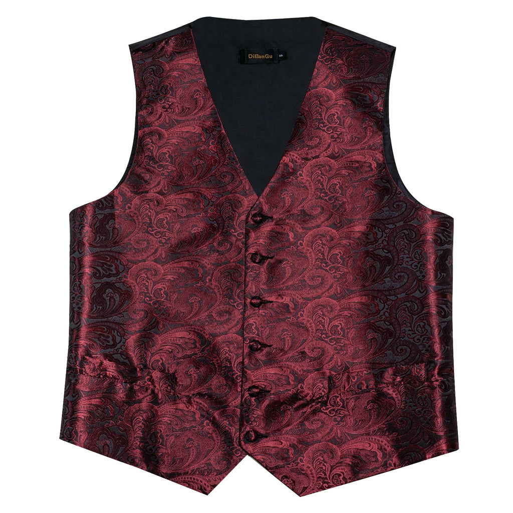 Suit Vest for Men Wedding Party Silk Waistcoat Bow Tie Handkerchief Cufflinks Tuxedo Gilet Men Clothing Wholesale